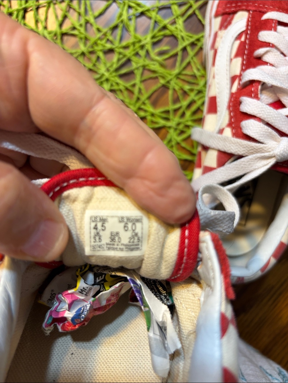 Vans Red and White Checkerboard Old Skool Sneakers - Picture 7 of 8
